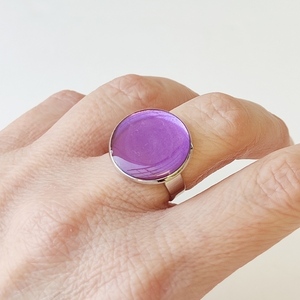 Δαχτυλίδι με μωβ υγρό γυαλί - γυαλί, αυξομειούμενα, φθηνά - 2