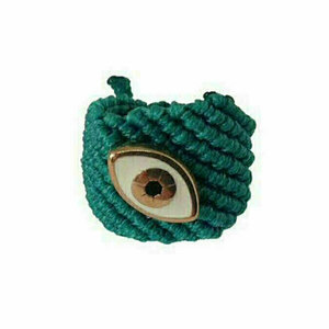 Χειροποίητο δαχτυλίδι μακραμέ πράσινο με μάτι - boho, μεγάλα, αυξομειούμενα, φθηνά