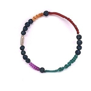 Βραχιόλι πολύχρωμο / multicoloured bracelet - μακραμέ, κορδόνια, χάντρες, σταθερά, φθηνά