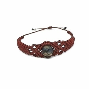 Βραχιόλι μακραμέ με ημιπολύτιμη λίθο Μπορντώ / macrame bracelet - ημιπολύτιμες πέτρες, μακραμέ, boho, χεριού, αυξομειούμενα