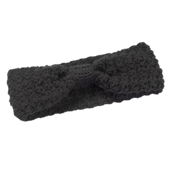 Χειροποίητη πλεκτή κορδέλα με δέσιμο μαύρο από 100% ακρυλικό νήμα - μαλλί, turban, headbands