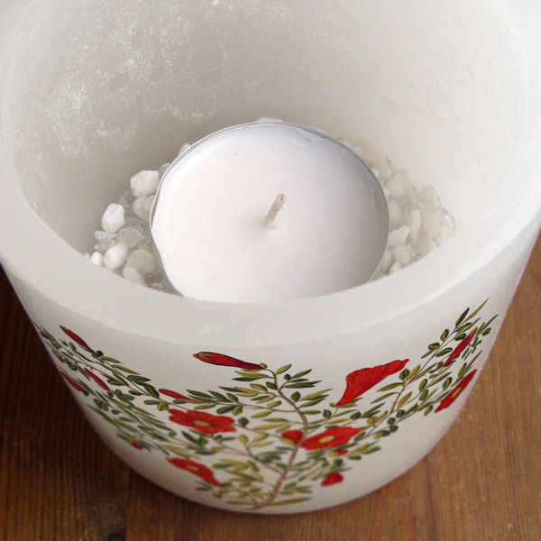 Ροδιά Κουφωτό κερί κύλιδρος τυπωμένο - ρεσώ & κηροπήγια, χριστουγεννιάτικα δώρα, κεριά & κηροπήγια - 3