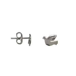 Ασημένια χειροποίητα καρφωτά σκουλαρίκια σχήματος πουλιού - ασήμι, δώρο, καρφωτά, μικρά, πουλάκι - 2