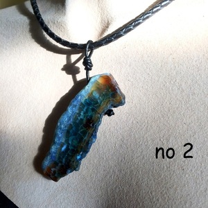 Κοντό μενταγιόν με μπλε αχάτη - δέρμα, ημιπολύτιμες πέτρες, κοντά, φθηνά, μενταγιόν - 5