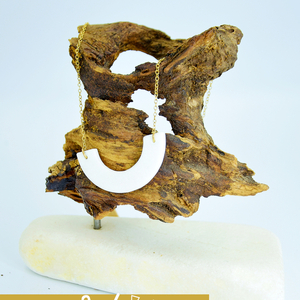 Ημικυκλικό κόσμημα κολιέ με κατάλευκό μάρμαρο Θάσου - ασήμι, επιχρυσωμένα - 4