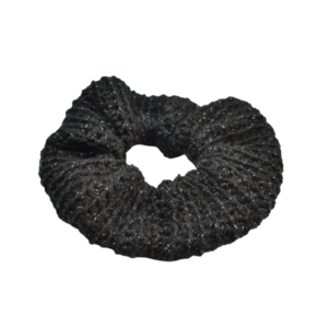 Λαστιχάκι μαλλιών scrunchie πλεκτό μαύρο - νήμα, χειροποίητα, λαστιχάκια μαλλιών