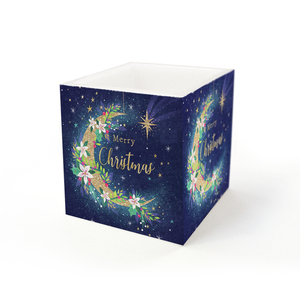 Christmas Moon Κουφωτό κερί φαναράκι κύβος - χαρτί, διακοσμητικά, χριστουγεννιάτικα δώρα