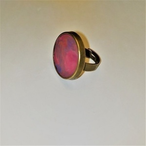 χειροποίητο κόσμημα δαχτυλίδι accesories pink+blue - abstract jewelry - πηλός, αυξομειούμενα, φθηνά - 4