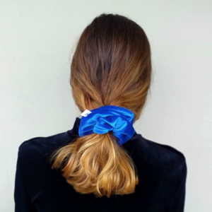 Λαστιχάκι μαλλιών Μπλε Ρουά - βελούδο, για τα μαλλιά, χειμώνας, λαστιχάκια μαλλιών - 3