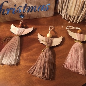 Macrame Αγγελακι Διακοσμητικο Καφέ - ξύλο, νήμα, χριστουγεννιάτικα δώρα, αγγελάκι, στολίδια - 2