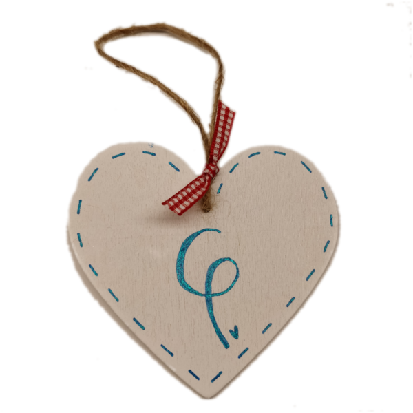 "Λοβ!" - Στολίδι με μονόγραμμα - ξύλο, όνομα - μονόγραμμα, χριστουγεννιάτικα δώρα, στολίδι δέντρου