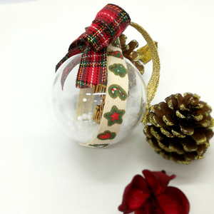 Χειροποίητη Χριστουγεννιάτικη μπάλα 6cm Παππούς Γιαγιά, Καρώ Κόκκινο - παππούς, γιαγιά, χριστουγεννιάτικα δώρα, στολίδια, μπάλες - 2