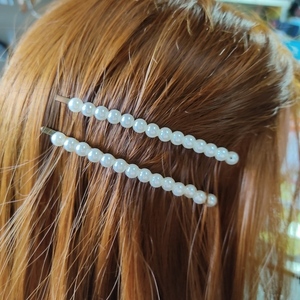 Τσιμπιδάκι για τα μαλλιά με πέρλες - μέταλλο, πέρλες, μοδάτο, τσιμπιδάκια μαλλιών, hair clips - 2
