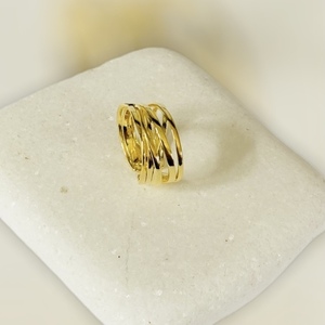 Δαχτυλίδι ασήμι 925 - Completed golden - επιχρυσωμένα, ασήμι 925, μεγάλα, αυξομειούμενα - 3