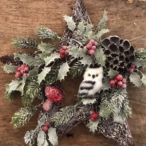 Χριστουγεννιάτικο αστέρι με κουκουβάγια - στεφάνια, αστέρι, διακοσμητικά, χριστουγεννιάτικα δώρα - 2