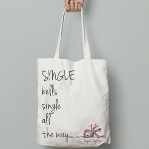Single bells!| Υφασμάτινη τσάντα, 100% cotton. - ύφασμα, ώμου, χριστουγεννιάτικα δώρα, tote, πάνινες τσάντες