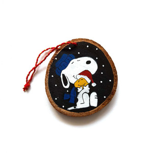Ξύλινο στολίδι «Snoopy”! - ζωγραφισμένα στο χέρι, χριστουγεννιάτικα δώρα, στολίδια