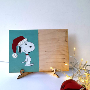 Καρτ-ποστάλ ξύλινη με ευχές! - ξύλο, ζωγραφισμένα στο χέρι, χριστουγεννιάτικα δώρα, ευχετήριες κάρτες - 2