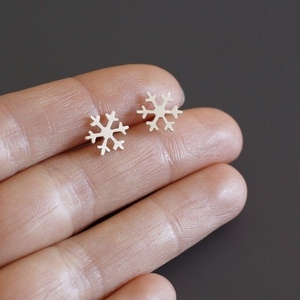 Σκουλαρικια ασήμι 925 - Snowflakes - ασήμι, ασήμι 925, επάργυρα, καρφωτά, μικρά - 2