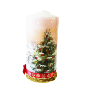 Διακοσμητικό κερί Χριστουγεννιάτικο τοπίο - χειροποίητα, χριστουγεννιάτικα δώρα, κεριά & κηροπήγια - 2