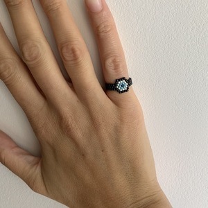 Δαχτυλίδι miyuki σε σχήμα μάτι - χάντρες, μικρά, σταθερά - 2