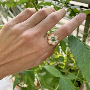 Δαχτυλίδι miyuki λουλούδι - χάντρες, miyuki delica, λουλούδι, σταθερά, μεγάλα - 2