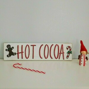 "Hot cocoa" - Χριστουγεννιάτικη ξύλινη πινακίδα 10 × 40 εκ. - ξύλο, διακοσμητικά, χριστουγεννιάτικα δώρα - 3