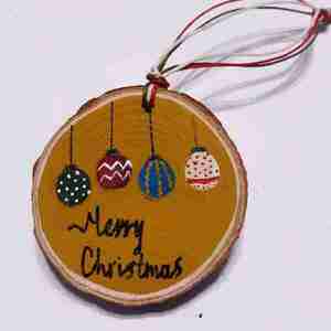 Ξύλινο Χριστουγεννιάτικο στολίδι Merry Christmas - ξύλο, χριστουγεννιάτικα δώρα, στολίδια
