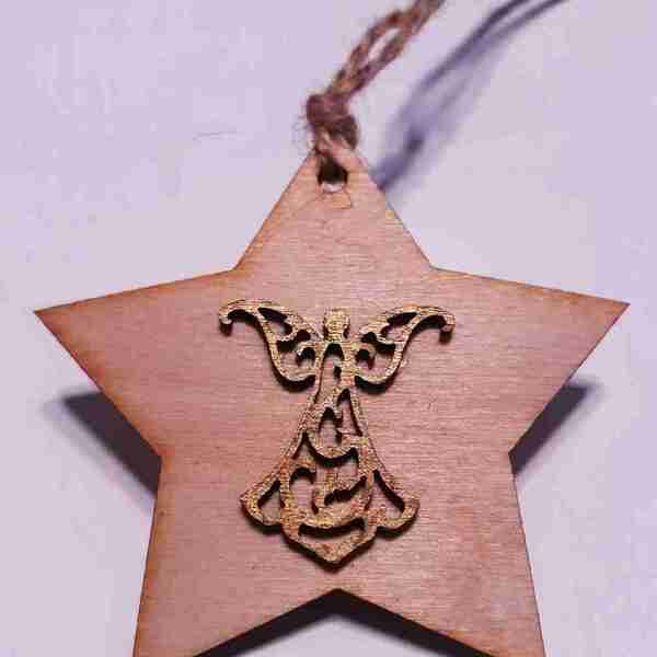 Ξύλινο Χριστουγεννιάτικο στολίδι αστεράκι 3 - ξύλο, αστέρι, χριστουγεννιάτικα δώρα, στολίδια