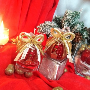 Γούρι 2024 αρωματικό κερί χρυσό-κόκκινο 6×6cm - γούρι, ρόδι, χριστουγεννιάτικα δώρα, γούρια, πρωτοχρονιά, κεριά & κηροπήγια - 4