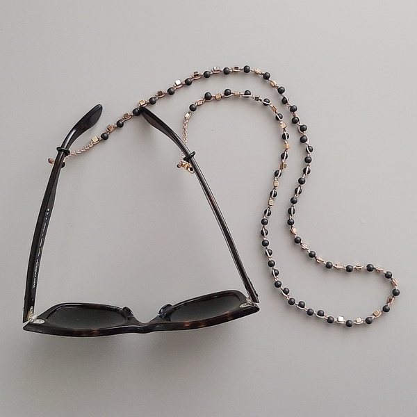 Αλυσίδα για μάσκα και γυαλία Maskchain multiway (μαύρο) - γυναικεία, επιχρυσωμένα, χάντρες, αλυσίδα γυαλιών, μάσκα προσώπου - 2