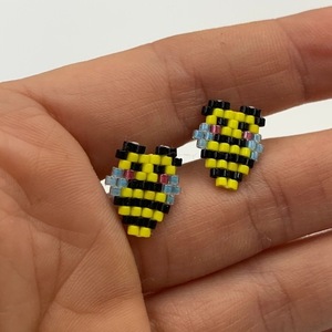 Μικρά καρφωτά σκουλαρίκια μελισσούλες με χάντρες Miyuki. - miyuki delica, καρφωτά - 3