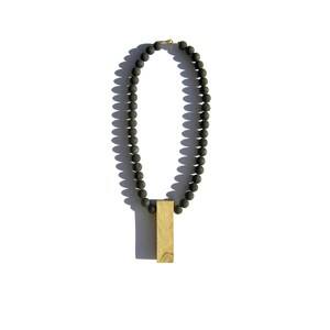 Χειροποίητο ξύλινο κολιέ "Lava rectangle necklace" - ασήμι 925, χειροποίητα, ξύλινο, κοντά, Black Friday, επιχρυσωμένο στοιχείο