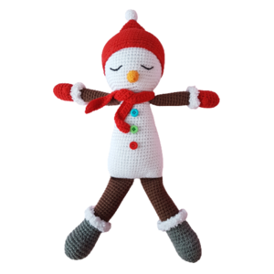 Πλεκτός χιονάνθρωπος 40cm - λούτρινα, δώρα για παιδιά, amigurumi, χιονάνθρωπος, χριστουγεννιάτικα δώρα - 2