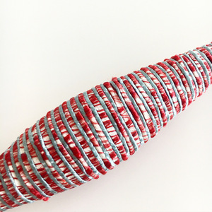Μοναδικό χειροποίητα Χριστουγεννιάτικο στολίδι με μετάξι και βαμβάκι, λευκό κόκκινο/ γαλάζιο - χειροποίητα, χριστουγεννιάτικο, στολίδι δέντρου, στολίδια - 3