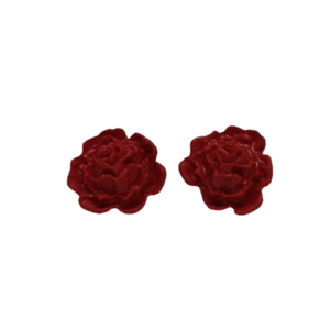Ατσάλινα σκουλαρίκια με τριαντάφυλλο πολυμερικού πηλού. - τριαντάφυλλο, πηλός, καρφωτά, ατσάλι, μεγάλα