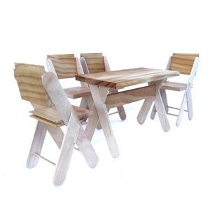Wooden table with 4 chairs scale 1:6 (size barbie) - 2