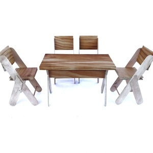 Wooden table with 4 chairs scale 1:6 (size barbie) - 3