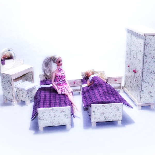 Vintage Double bed set scale 1:6 (size barbie) - 4
