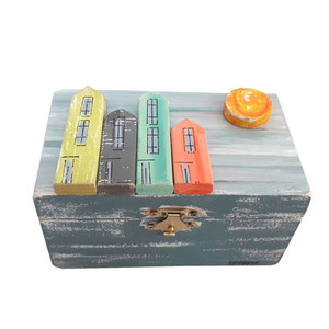 Κουτί αποθήκευσης ξύλινο χειροποίητο Γειτονιά 14x8x8 Πολύχρωμο Καπαδάκης - ζωγραφισμένα στο χέρι, χειροποίητα, κοσμηματοθήκη, ξύλινα διακοσμητικά, δώρα για γυναίκες