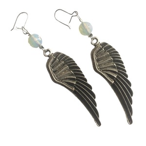 Κρεμαστά σκουλαρίκια "Angel Wings" με φεγγαρόπετρες - ασήμι, ημιπολύτιμες πέτρες, επάργυρα, μακριά, κρεμαστά