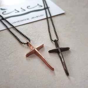 Σταυρός με αλυσίδα σε ιδιαίτερα μοντέρνο σχέδιο - charms, ορείχαλκος, σταυρός, μακριά, φθηνά - 2