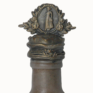Γυάλινο διακοσμητικό μπουκάλι με αναγλυφα διακοσμητικα στοιχεια πηλου - γυαλί, σπίτι, πηλός, χειροποίητα, διακοσμητικά μπουκάλια - 2