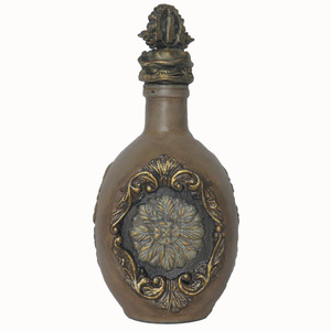Γυάλινο διακοσμητικό μπουκάλι με αναγλυφα διακοσμητικα στοιχεια πηλου - γυαλί, σπίτι, πηλός, χειροποίητα, διακοσμητικά μπουκάλια - 5
