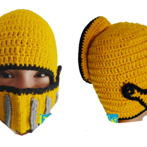 Κίτρινο σκουφάκι ιππότης με αποσπώμενη μάσκα - σκουφάκια - 4