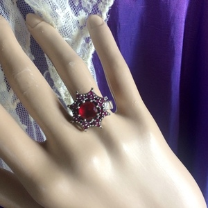 Vintage ασημένιο δαχτυλίδι "Αστέρι/ βαθυκόκκινο" με φυσικές πέτρες - ασήμι, ημιπολύτιμες πέτρες, ασήμι 925, αγάπη, σταθερά - 5