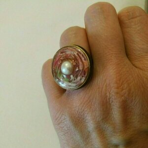 δαχτυλίδι με πέρλα - γυαλί, ατσάλι, αυξομειούμενα, φθηνά - 2