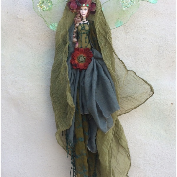 Διακοσμητική Κούκλα "Moss Fairy" ύψος 85 εκ. - ύφασμα, διακόσμηση, διακοσμητικά, διακόσμηση σαλονιού, κούκλες - 5
