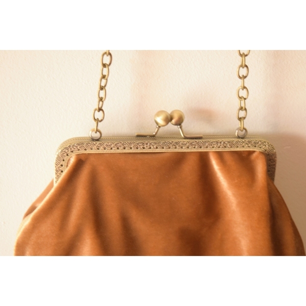 "Warm Autumn" βελούδινη τσάντα με πλαίσιο - ύφασμα, clutch, χιαστί, βελούδο, romantic - 3