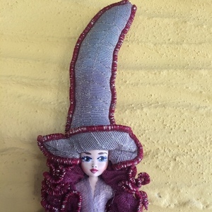 Διακοσμητική Κούκλα "Μαγισσάκι μωβ-βυσσινί" ύψος 40 εκ. - ύφασμα, δώρο, διακοσμητικά, κούκλες - 3